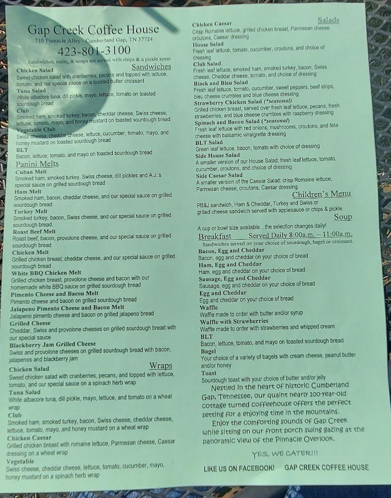 Gap Creek Coffee House Menu image 3
